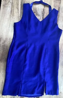 Jaques Vert Sleevless Dress In Blue - Size 22  • £5