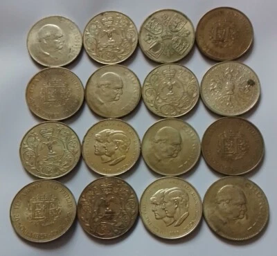 £0.01 • Buy 16 X Crown Coins All Damaged & Marked Dated 1960, 1965, 1972, 1977, 1980 & 1981.