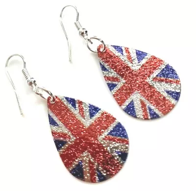 🇬🇧 Handmade Union Jack Coronation Jubilee  Sparkly Earrings - Unique Gift 🇬🇧 • £9.99