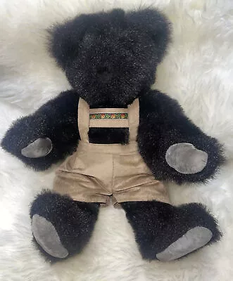 Vermont Teddy Bear BLACK Furry Long Plush 16in Handcrafted RETIRED 1994 Made USA • $60