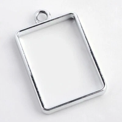 £5.49 • Buy Rectangle Open Bezel Setting Pendant Pressed Flower Resin Jewellery Frame 33.5mm