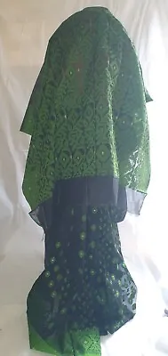 £15.99 • Buy Indian Saree Party Wear  Jacquard Net Black/Green Colour 