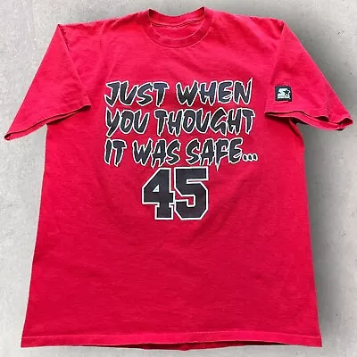 Vintage 90s Michael Jordan Hes Back 45 Starter T-Shirt Men’s L Rare GUC Red • $29.99