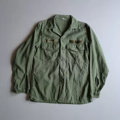 Vtg 70s Vietnam Era US Army OG-107 Class 1 Sateen Shirt Fatigue Medium Cotton • $47