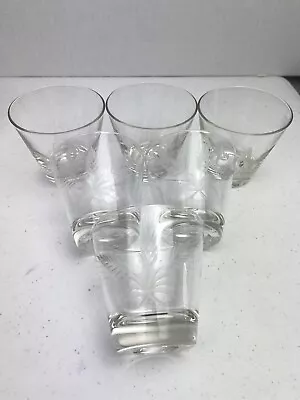 Vintage Old Fashioned Whiskey Glasses Crystal Glass Etched Wheat Fern Set Of 6 • $49