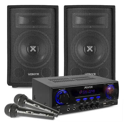 Home Karaoke Set With Bluetooth 2 Microphones And Cables Complete Music System • £190