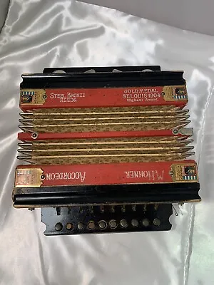 1904 M Hohner Accordion Steel Bronze Reed Gold Medal St Louis • $199