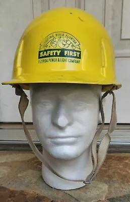 Vintage Florida Power & Light Co. Yellow MSA Safety Helmet Hat Adjustable • $25