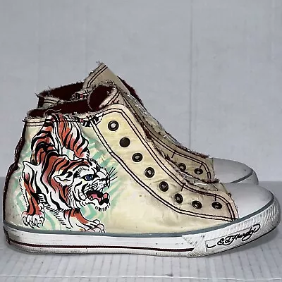 Ed Hardy Tiger Panther Faux Sherpa Lined High Top Shoes Men’s Size 9 • $54.99