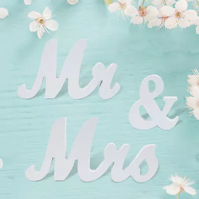MR & MRS Sign Wedding Decorations DIY Freestanding Top Table Centerpiece Decor • £9.59