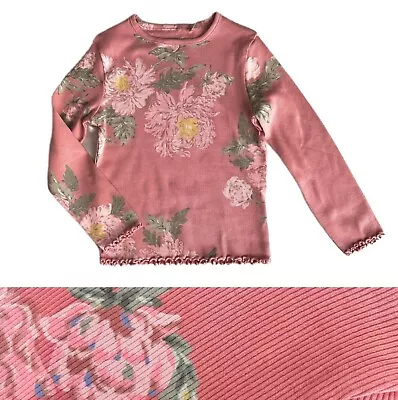 Girls NXT Ribbed Top Baby Long Sleeved Pink Floral Rib T-Shirt Cotton Rich  NEW • £4.95