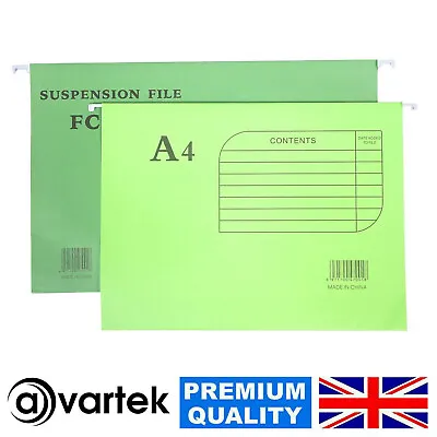 £6.90 • Buy Green Hanging Suspension Files Tabs Insert Filing Cabinet A4 Or Foolscap Folders