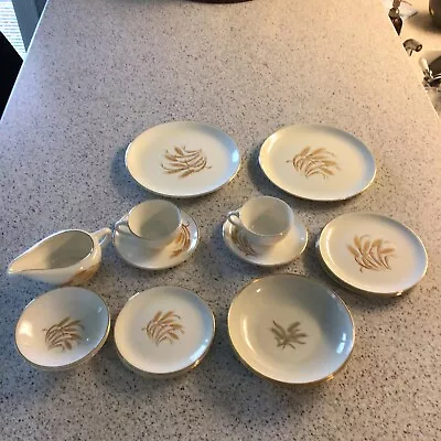 Vintage Golden Wheat Pattern 22K Gold Dinner Set Homer Laughlin Dishes 15 Pieces • $59