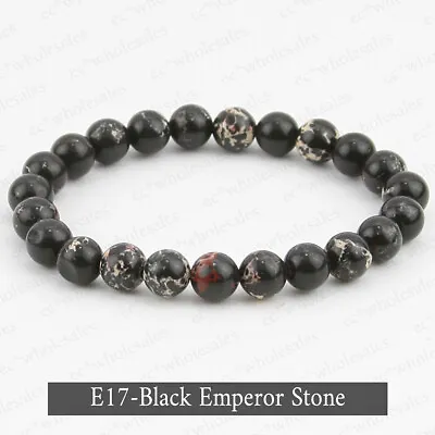 Handmade 8mm Mix Natural Round Gemstone Bead Healing Men Women Bracelets Jewely • $5.49