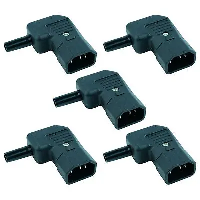 5 X IEC Right Angle Inline Male Plug Connector Rewireable Lead Connector C14 • £14.59