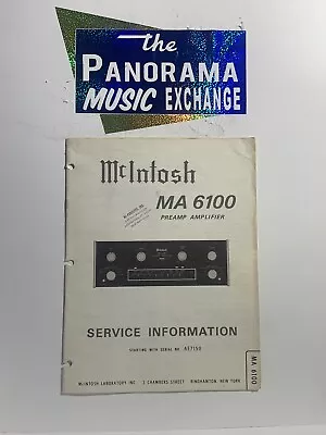 Vintage McIntosh MA-6100 Preamp Amplifier Service Information  • $50
