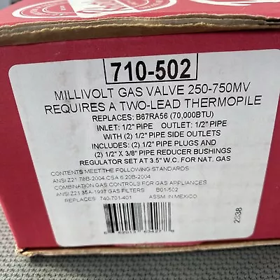 Robertshaw Millivolt Gas Valve 710-502 7000MVRLC • $75