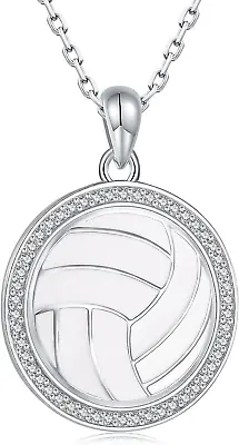 925 Sterling Silver Volleyball Necklace For Women Sports Gifts For Teen Girls • $89.23