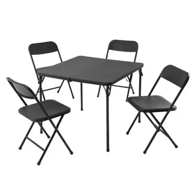 $68.99 • Buy 5 Piece Resin Card Table And Four Chairs Set, Black
