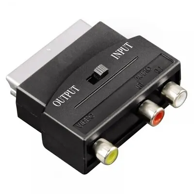 SCART To 3x RCA AV Adapter Block Phono Composite S-Video With In/Out Switch • £4.45