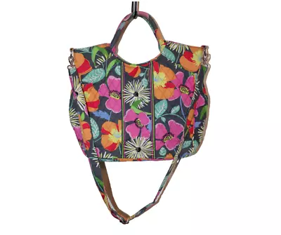 Jazzy Blooms VERA BRADLEY Two-Way Tote Satchel Crossbody Bag Pink Orange Floral • $29.99