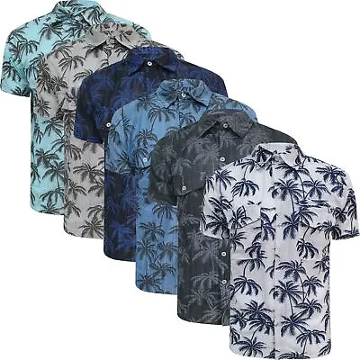 Mens Short Sleeve Palm Tree Hawaii Shirts Summer Beach Floral T Shirt Beach Top • £9.99