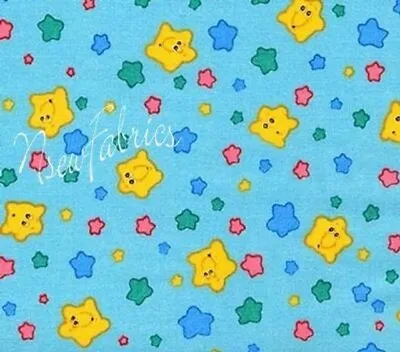 CARE BEAR Cotton Fabric-Smiley Face Stars-Make A Wish- DIY Craft-Quilt-BTHY • $9.99