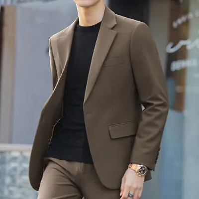 Business One Button Coat Men's Slim Fit Dress Suit-Jacket Top Long Sleeve Blazer • $39.98