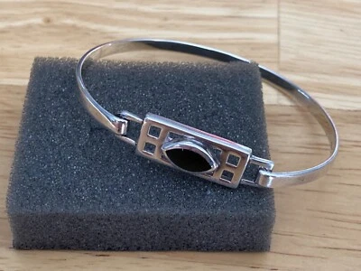 Vintage Kit Heath Sterling Silver Onyx Mackintosh Syle Bangle/Bracelet • £24.95