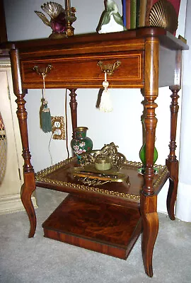 FINE REGENCY (1830) DRAWING ROOM TABLE ROSEWOOD & MAHOGANY W ORIGINAL BRASS • $3679.58