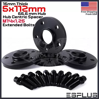 [4] 15mm Thick BMW G-Body 5x112 C.B 66.6 Wheel Spacer Kit 14x1.25 Bolts Included • $99.79