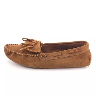 Minnetonka 593 Kilty Driver Moccasins Womens Size 9.5 Brown Ruff Leather Flats • $45