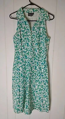VTG 60s Suits Us Green White Collared Fit N Flare Wms Sz 14 Prairie • $25