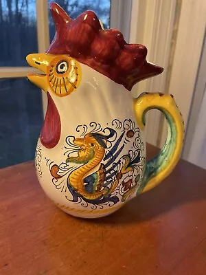  Vintage Signed Deruta Italian Majolica Design Rooster 8 1/2  Williams Sonoma • $39