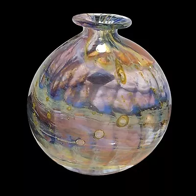 Beautiful Vintage Signed Phoenician Multicoloured Art Glass Bottle Vase Malta  • $43.69