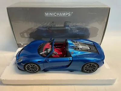 MINICHAMPS Porsche 918 Spyder Blue Metallic 2013 1/18 110062432 • $318.61