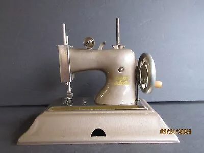 Vintage Post Wwii Beige Metallic Casige Toy Hand Crank Child's Sewing Machine • $65