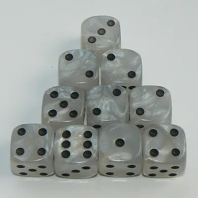 10 Of White Pearl Dice  - Six Sided Spot Dice Size 16mm - D6 RPG Wargaming  • £2.24