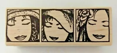 Trio Of Pretty Women's FACES By Magenta Rubber Stamp NEW • $10.99