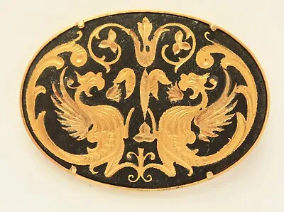 Vintage Estate Two Dragons Damascene Brooch Pin • $22.99
