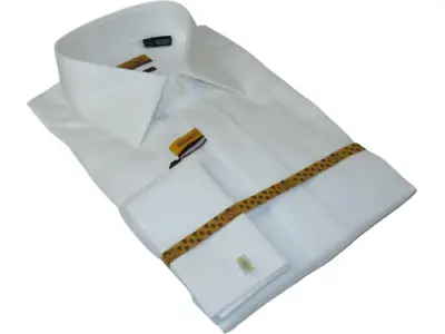 Men 100% Egyptian Cotton Shirt French Cuffs Wrinkle Resistance ENZO 71402 White • $85