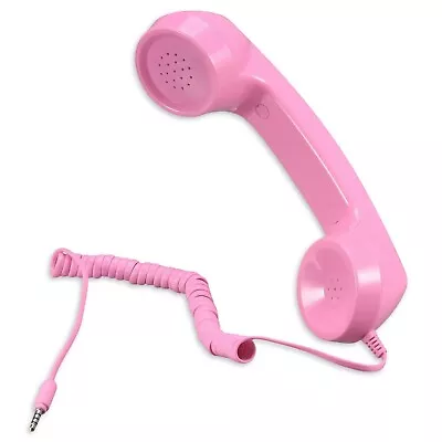 Pink Retro Telephone 3.5mm Jack Handset Speaker Phone Barbie Like Android Iphone • £6.95