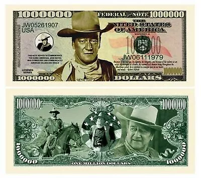 Pack Of 100 - John Wayne Million Dollar Bills • $24.95