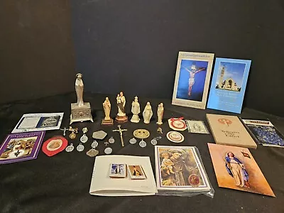 Lot Vintage Catholic Variety Religious Figures Items Medals • $25