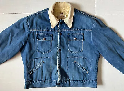 VTG DEE CEE - Men's 70's Vintage USA Denim Sherpa Lined Trucker Jacket - Size 46 • $49.99