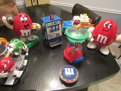 7ct LOT OF M&M MARS CANSY DISPENSERS VINTAGE AND RARE JUKEBOX SLOT MACHINE • $46.79
