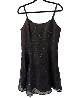 Vintage 90s Betsy Johnson Black Purple Sequins Party Dress Size Large Prom • $123