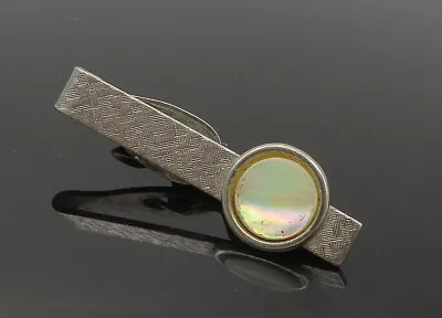 925 Sterling Silver - Vintage Mother Of Pearl Textured Petite Tie Clip - TR1700 • $28.94