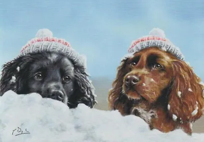 Cocker Spaniel Dog Cute Puppy Painting Christmas Xmas Card • £1.95