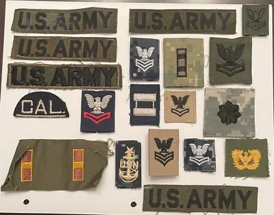 US Army Navy Patch Name Tapes Cap Ranks Military Insignia Mixed Lot • $16